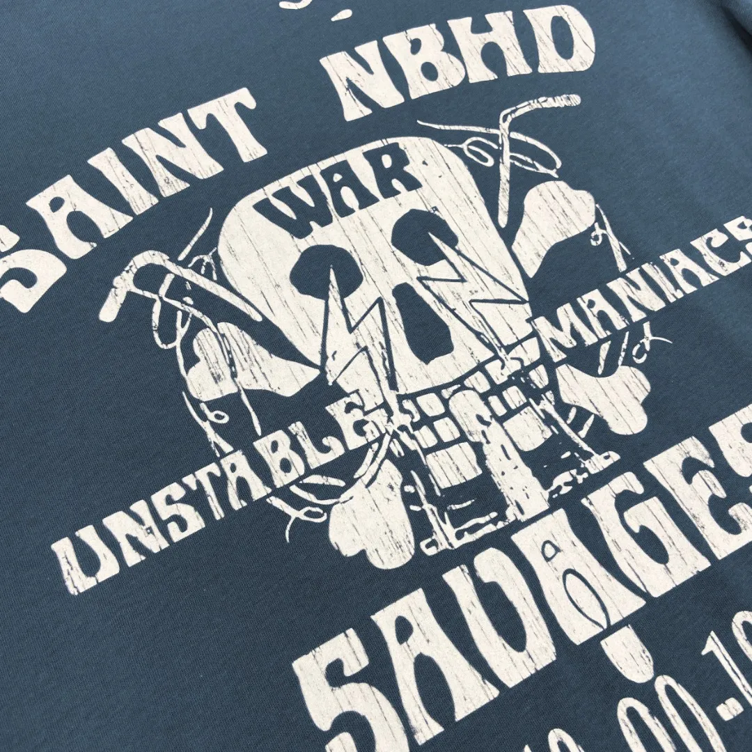 Saint Michael beauty trend "nbhd" co-branded the second issue of retro printed Vintage loose short-sleeved digital white ink direct injection, the fabric is breathable and the pattern is three-dimensional and clear. Fabric: Double yarn 240g Style number: S893 Size: S-M-L-XL Color: Blue Price: P110
